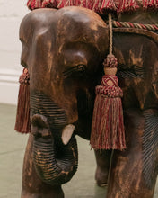 Load image into Gallery viewer, Carved Wood Elephant Pachyderm Stool Figure
