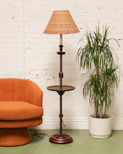 Load image into Gallery viewer, 1940’s Mahogany Floor Lamp with Wicker Shade
