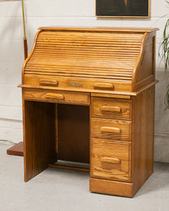 Antique Oak Roll Up Desk