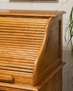 Antique Oak Roll Up Desk