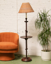 Load image into Gallery viewer, 1940’s Mahogany Floor Lamp with Wicker Shade
