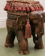 Load image into Gallery viewer, Carved Wood Elephant Pachyderm Stool Figure
