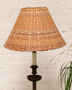 1940’s Mahogany Floor Lamp with Wicker Shade