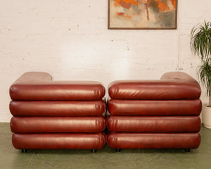 Elodie 2 Piece Modular Loveseat in Brown Leather