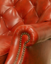 Load image into Gallery viewer, Vintage Tufted Leather Club Chair and Ottoman
