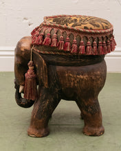 Load image into Gallery viewer, Carved Wood Elephant Pachyderm Stool Figure
