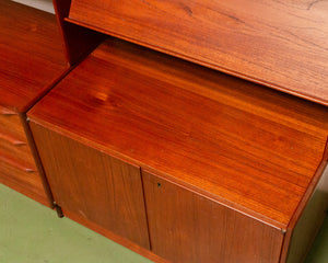 Vintage Teak Freestanding Shelving System, Denmark 1950