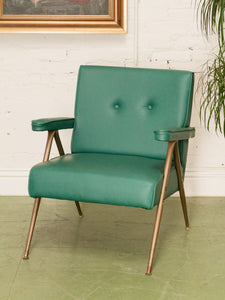 Vintage Turquoise and Metal Lounge Chair