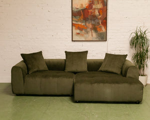 Caprese Sectional Sofa in Green Corduroy