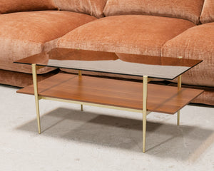 Smoked Glass Wood Rectangle Coffee Table