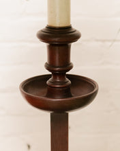 Load image into Gallery viewer, 1940’s Mahogany Floor Lamp with Wicker Shade
