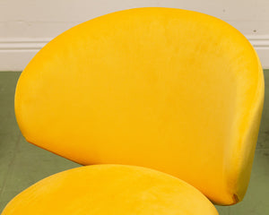 Sunny Yellow Velvet Pedestal Chair