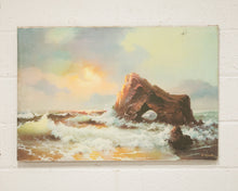 Load image into Gallery viewer, Waves Crashing on a Rock Oil Painting
