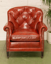 Load image into Gallery viewer, Vintage Tufted Leather Club Chair and Ottoman
