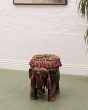 Load image into Gallery viewer, Carved Wood Elephant Pachyderm Stool Figure
