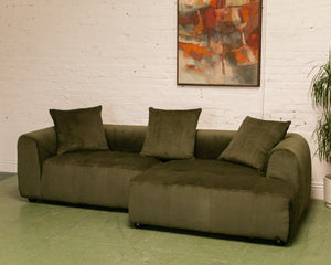 Caprese Sectional Sofa in Green Corduroy