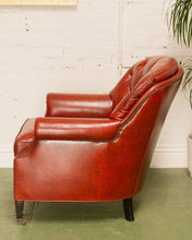 Load image into Gallery viewer, Vintage Tufted Leather Club Chair and Ottoman
