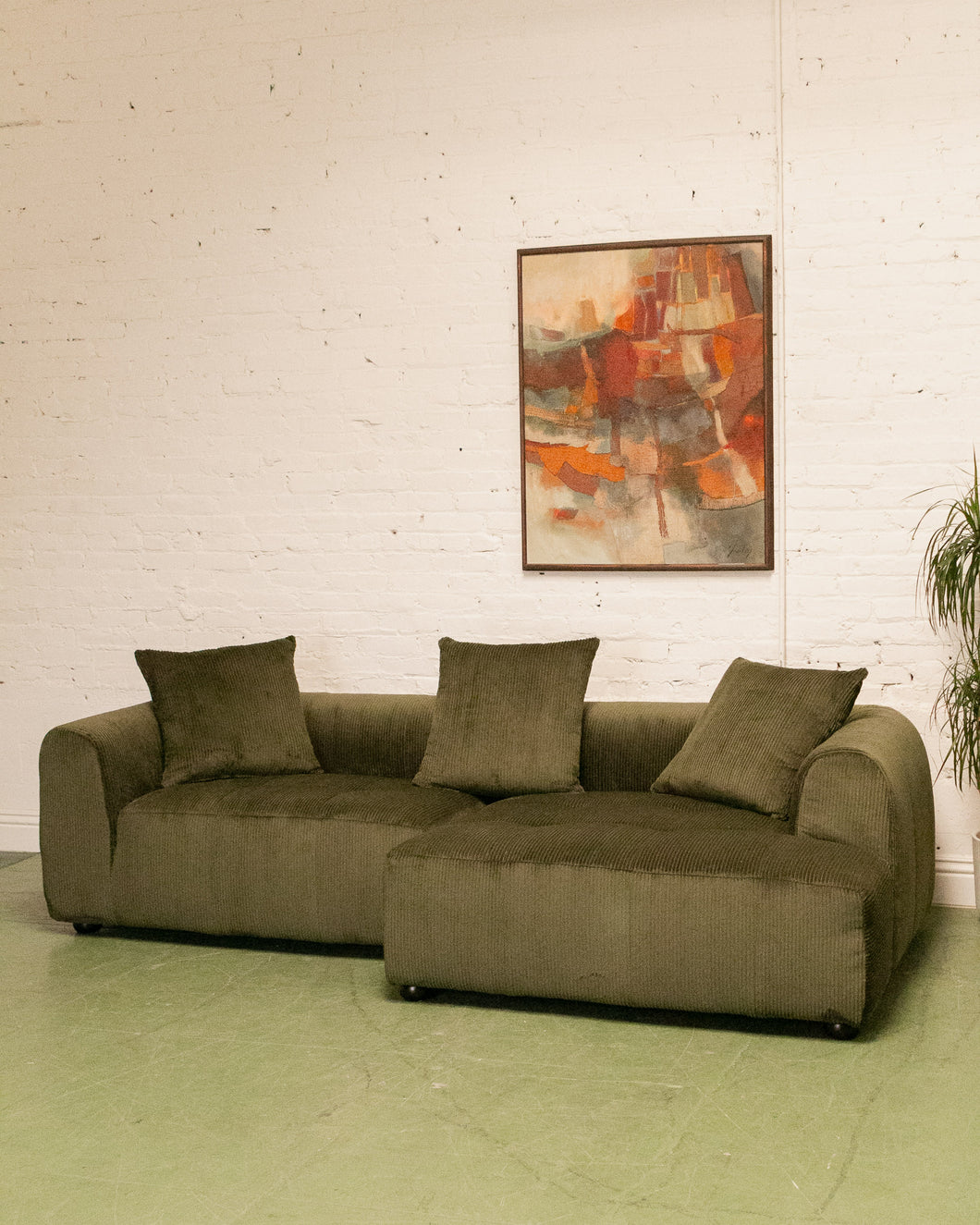 Caprese Sectional Sofa in Green Corduroy