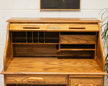 Load image into Gallery viewer, Antique Oak Roll Up Desk
