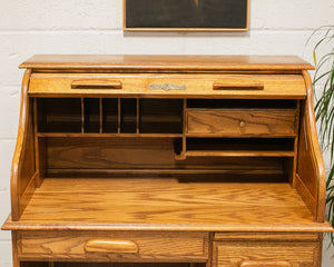 Antique Oak Roll Up Desk