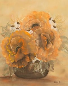 Floral Oil Painting in Orange