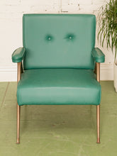 Load image into Gallery viewer, Vintage Turquoise and Metal Lounge Chair
