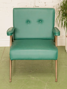 Vintage Turquoise and Metal Lounge Chair