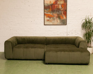 Caprese Sectional Sofa in Green Corduroy