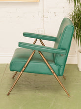 Load image into Gallery viewer, Vintage Turquoise and Metal Lounge Chair
