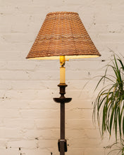 Load image into Gallery viewer, 1940’s Mahogany Floor Lamp with Wicker Shade
