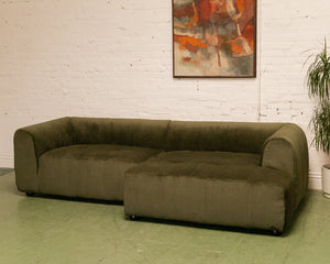 Caprese Sectional Sofa in Green Corduroy