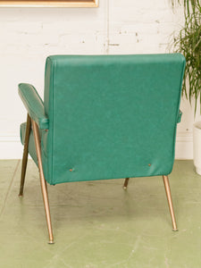 Vintage Turquoise and Metal Lounge Chair