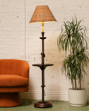 Load image into Gallery viewer, 1940’s Mahogany Floor Lamp with Wicker Shade
