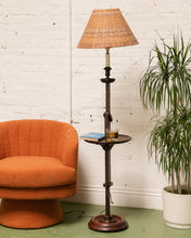 Load image into Gallery viewer, 1940’s Mahogany Floor Lamp with Wicker Shade
