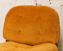 Load image into Gallery viewer, Mustard Corduroy Low Profile Swivel Chair and Ottoman
