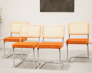 Blonde Cantilever Chair with Velvet Rust Seat