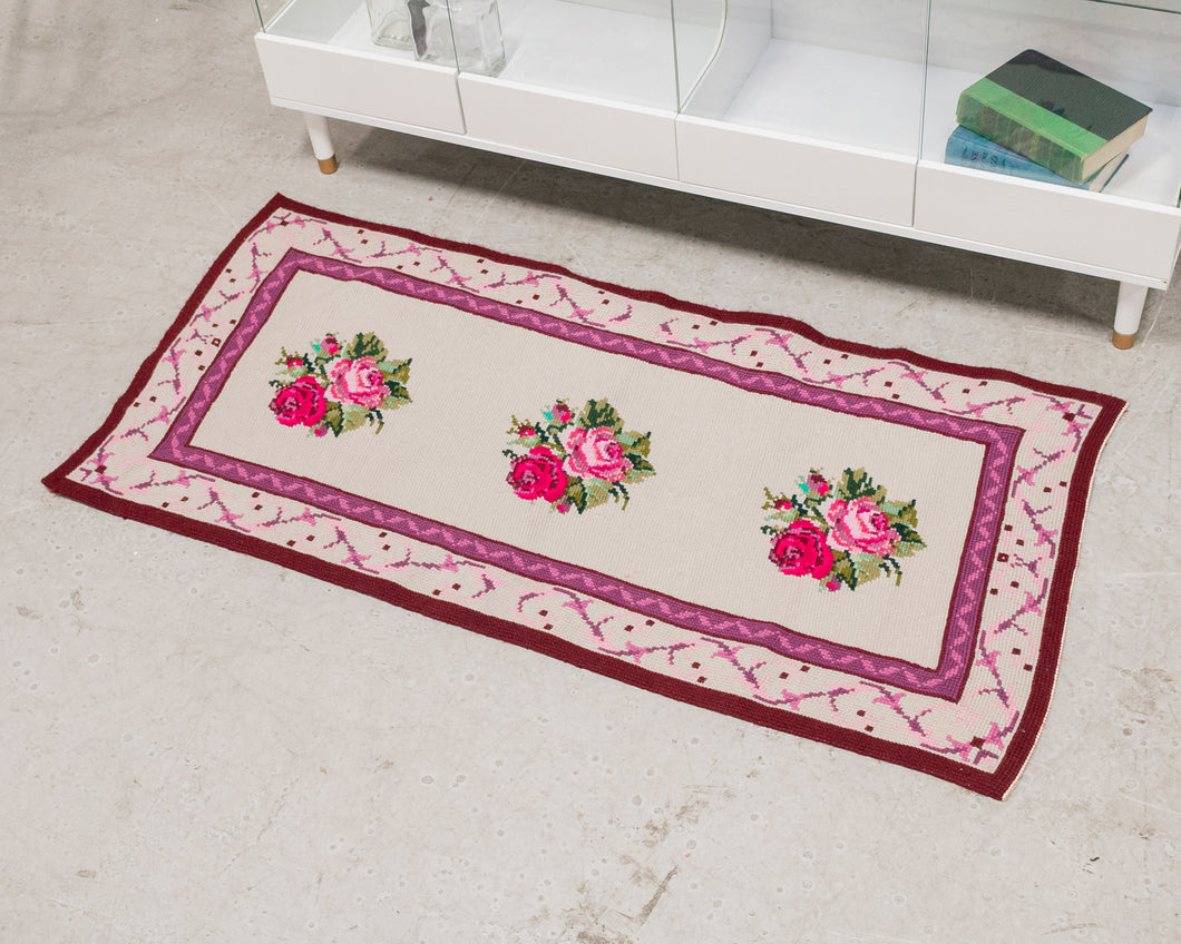 Roses Runner Rug Needlepoint