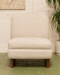 Modern Oatmeal Chenille Tweed Lounge Chair