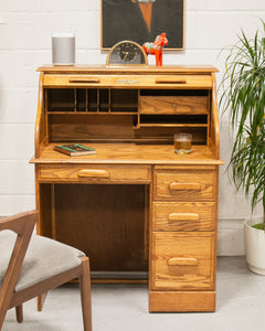 Antique Oak Roll Up Desk