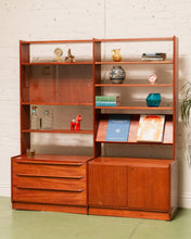 Load image into Gallery viewer, Vintage Teak Freestanding Shelving System, Denmark 1950
