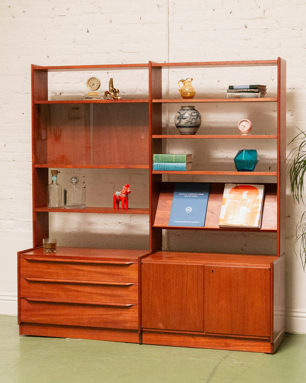 Vintage Teak Freestanding Shelving System, Denmark 1950