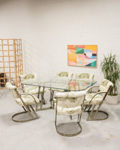 Load image into Gallery viewer, Post Modern Gold Cantilever Chairs (6) and Table Set
