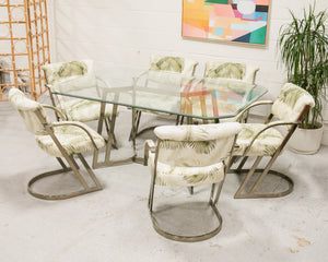 Post Modern Gold Cantilever Chairs (6) and Table Set