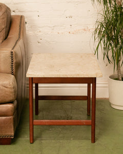 Travertine Top Side Table