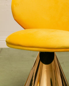 Sunny Yellow Velvet Pedestal Chair