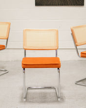 Load image into Gallery viewer, Blonde Cantilever Chair with Velvet Rust Seat
