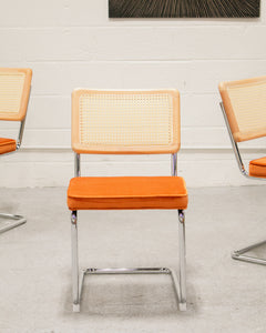 Blonde Cantilever Chair with Velvet Rust Seat