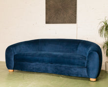 Load image into Gallery viewer, Electric Blue Curved Back Sofa
