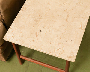 Travertine Top Side Table