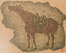 Load image into Gallery viewer, Vintage Stone Rubbing Painting A Neighing Horse Taiwan Republic of China
